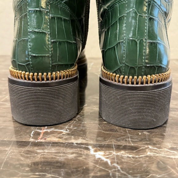 Michael Kors Haskell Crocodile Embossed Leather Combat Boots - Picture 11 of 14